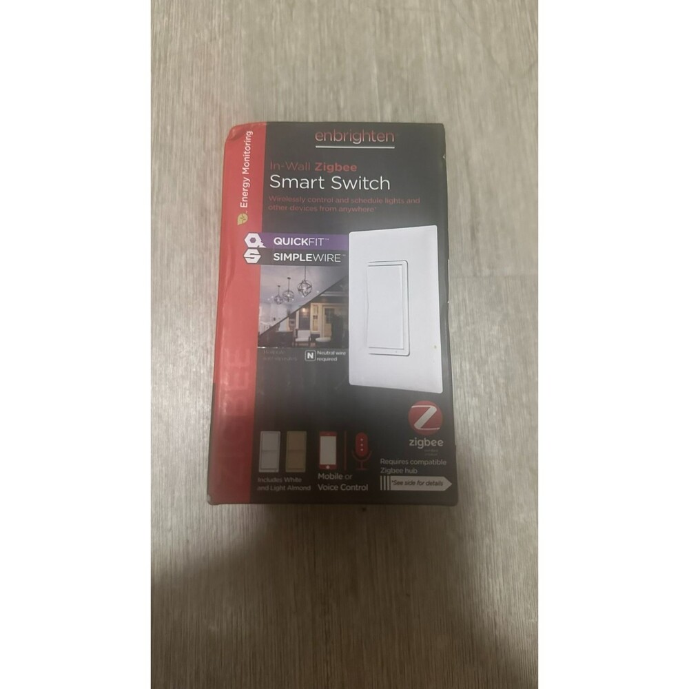 Zigbee In-Wall Smart Switch with Quickfit and Simplewire, White ZB4003 NIB F